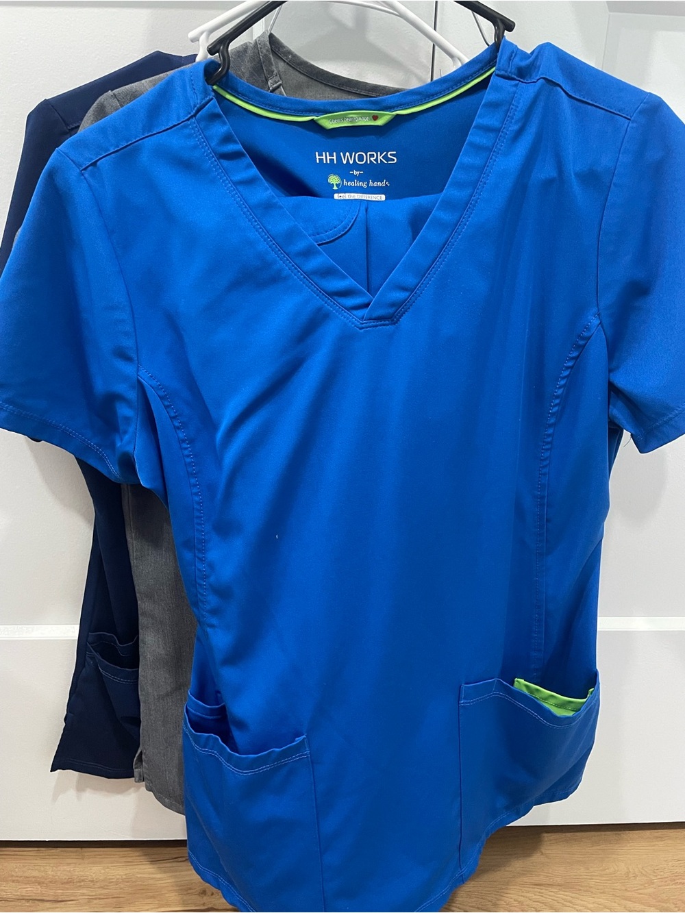 healing hands HH Works V-neck Scrub Top in Bright Blue
